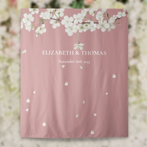 Blossom Floral Dusty Rose Wedding Photo Backdrop