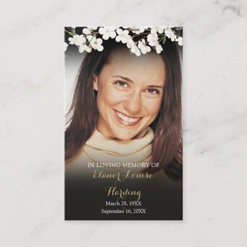 Blossom Floral Photo Funeral Prayer Cards