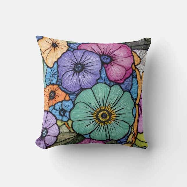 Blossom Floral Throw Pillow (Front)