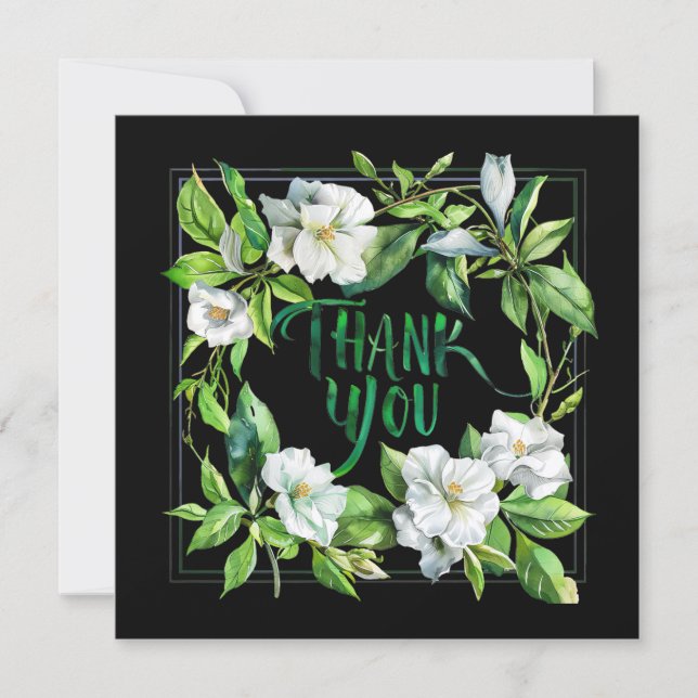 Blossom flowers black Thank You Card (Front)