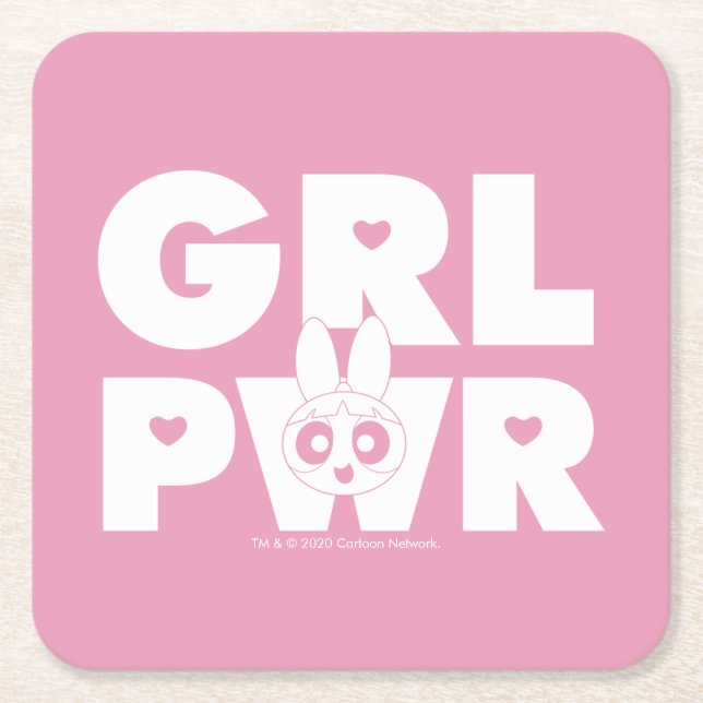 Blossom: Girl Power Square Paper Coaster (Front)