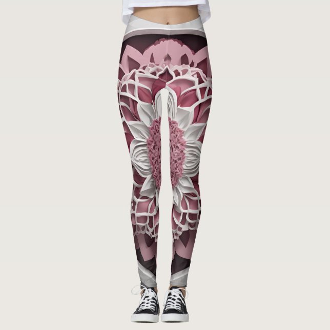 Blossom Harmony Maroon and Pink Floral Legging (Front)