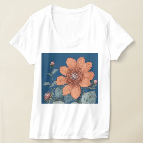 Blossom in Blue A Floral Symphony T_Shirt