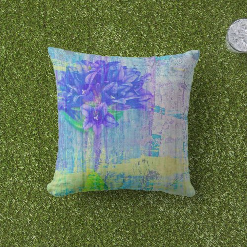 Blossom in Blue Violet Outdoor Pillow