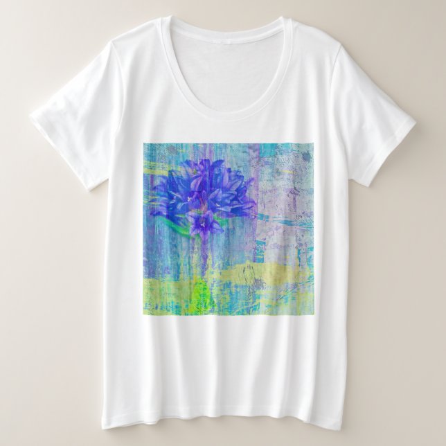 Blossom in Blue Violet Plus Size T-Shirt (Design Front)