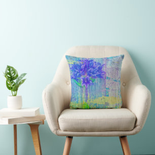 Blossom in Blue Violet Throw Pillow