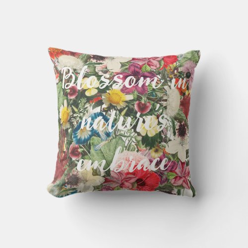 Blossom in natures embrace Flower Design Outdoor Pillow