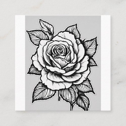 Blossom  Ink Handcrafted Rose Sketches on Scratc Square Business Card
