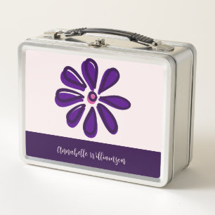 Blossom Into Your Best Self - Indigo Purple Flower Metal Lunch Box