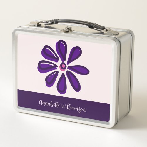 Blossom Into Your Best Self _ Indigo Purple Flower Metal Lunch Box