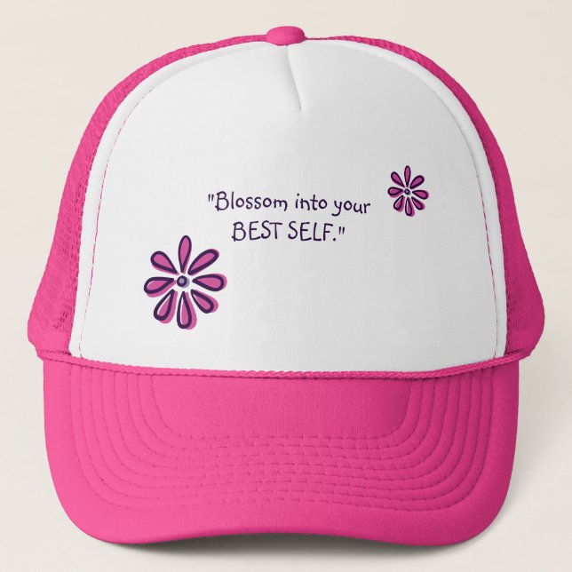 Blossom Into Your Best Self - Inspirational Doodle Trucker Hat (Front)