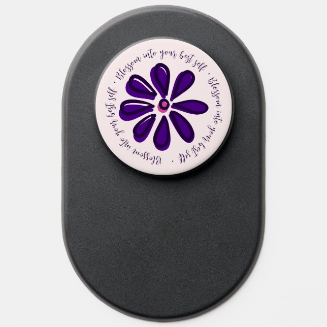 "Blossom Into Your Best Self" Purple Flower Doodle PopSocket (Popsocket)