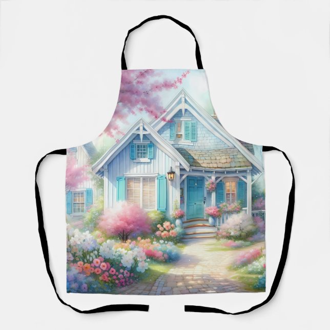 Blossom Lane Blue Cottage Garden Apron (Front)
