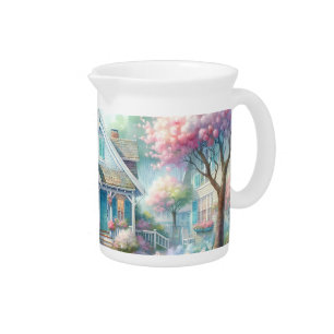 Blossom Lane Blue Cottage Garden Beverage Pitcher