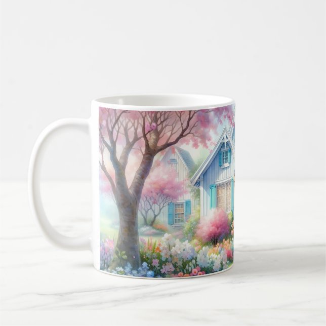 Blossom Lane Blue Cottage Garden Coffee Mug (Left)