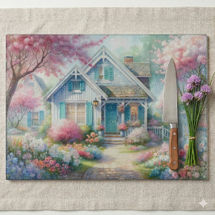Blossom Lane Blue Cottage Garden Cutting Board