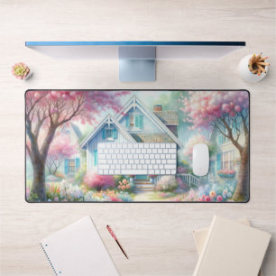 Blossom Lane Blue Cottage Garden Desk Mat