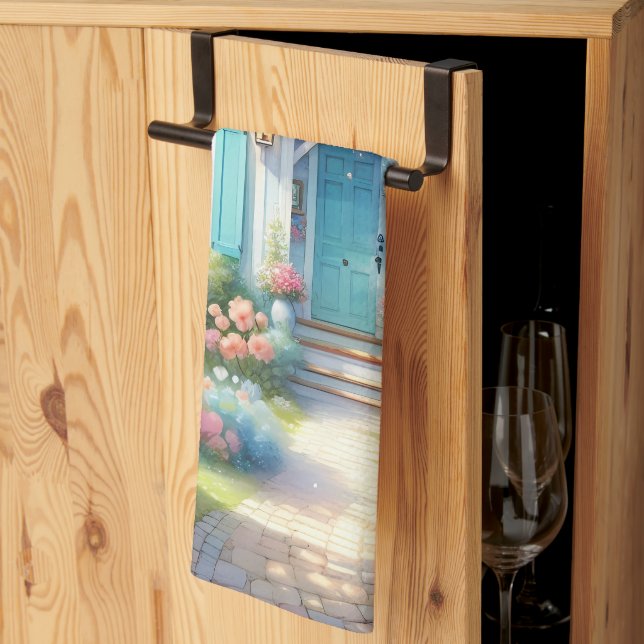 Blossom Lane Blue Cottage Garden Kitchen Towel (Thirds Fold)