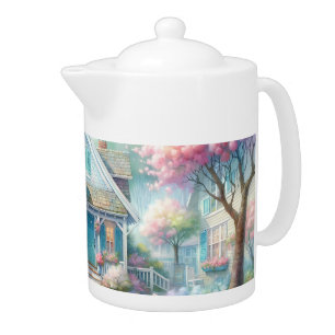 Blossom Lane Blue Cottage Garden Teapot