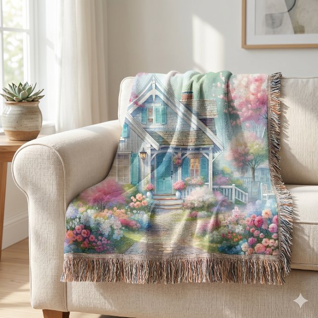 Blossom Lane Blue Cottage Garden Throw Blanket (Blossom Lane Blue Cottage Garden Throw Blanket)