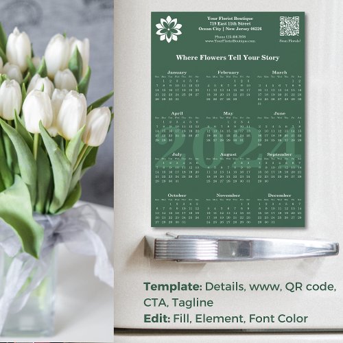 Blossom Logo QR Code Florist 2024 Calendar Magnet