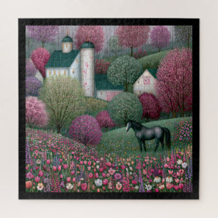 Blossom Meadow Hillside Horse Farm Jigsaw Puzzle