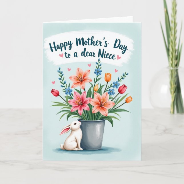 Blossom Mothers Day Bunny Card (Front)