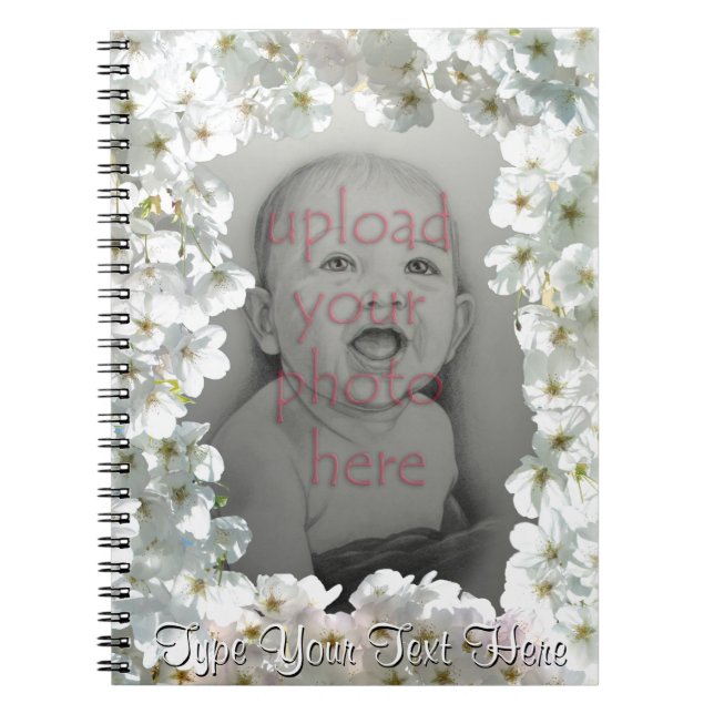 Blossom Notebook Personalize White Flowers Book (Front)