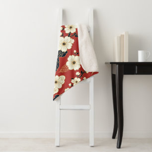 Blossom Nouveau Elegant Floral Art Sherpa Blanket