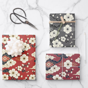 Blossom Nouveau Elegant Floral Mixed Set of Wrapping Paper Sheets