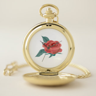 Blossom of rose flower pocket watch