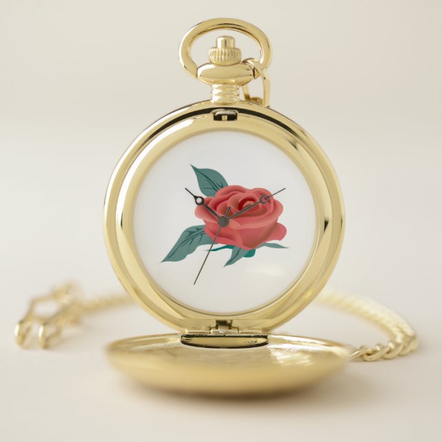 Blossom of rose flower pocket watch (Inside)