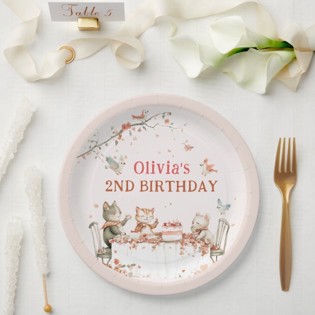 Blossom Party with Cats Paper Plates (Wedding)