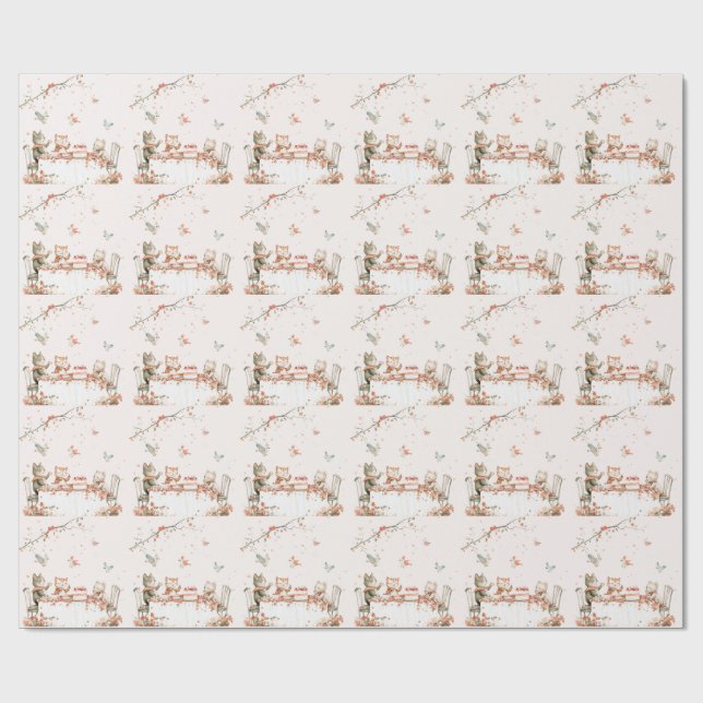 Blossom Party with Cats Wrapping Paper (Flat)