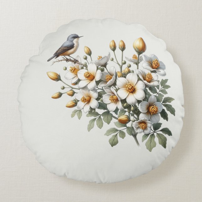 Blossom Perch Round Pillow (Front)
