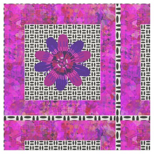Blossom Petals in Pink and Purple Black and White Fabric