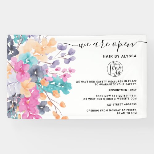 Blossom pink country floral watercolor Were open  Banner