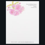 Blossom pink green watercolor art letterhead<br><div class="desc">Pretty double spring blossom watercolor botanical fine art painted letterhead. Flowers in pretty shades of light pink and green leaves on a white background, customize with your own address details and contact information along the bottom of your letterheads, ideal for floral or plant businesses, weddings and thank yous. Printed from...</div>