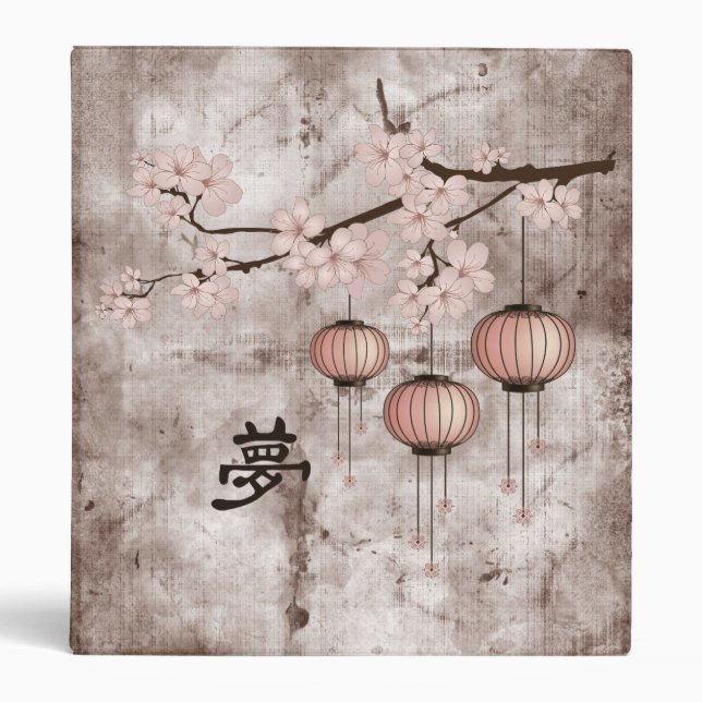 Blossom pink lanterns "Dream" 3 Ring Binder (Front)