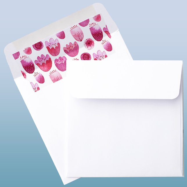 Blossom Pink Watercolor Flower Envelope Liner (Pink watercolor blossom envelope liner)