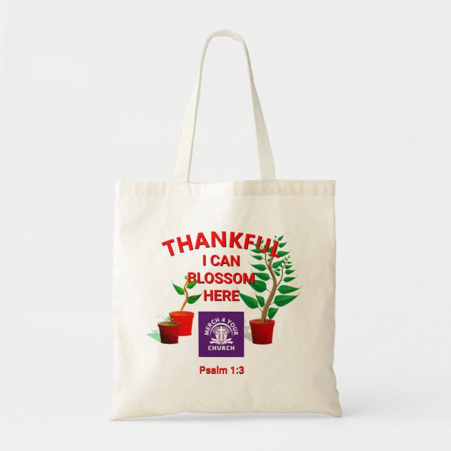 Blossom Planted Here Christian Church ADD LOGO Tote Bag (Front)