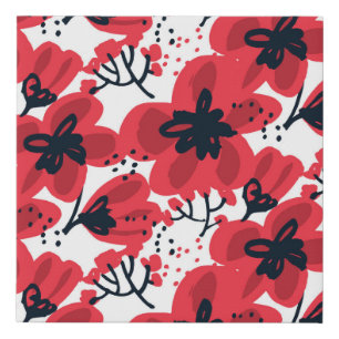 Blossom Red: Abstract Hand-Drawn Pattern. Faux Canvas Print