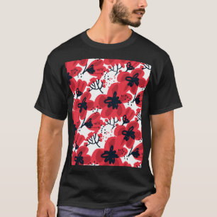 Blossom Red: Abstract Hand-Drawn Pattern. T-Shirt