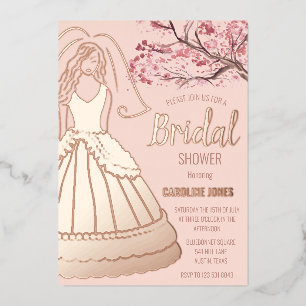 Blossom Rose Gold Foil Floral Dress Bridal Shower Invitation