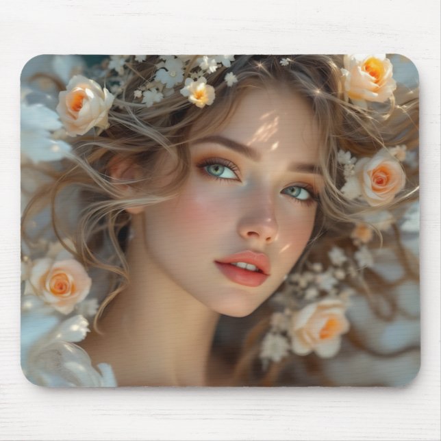 Blossom Seraph – Angel of Spring Grace Mouse Pad (Front)