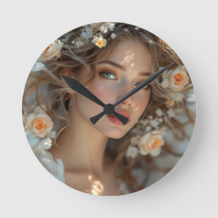 Blossom Seraph – Angel of Spring Grace Round Clock