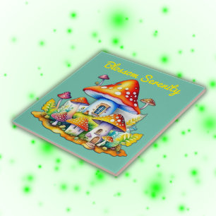 Blossom Serenity Cottagecore Mushroomcore Ceramic Tile