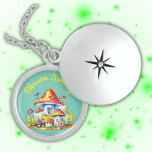 Blossom Serenity Cottagecore Mushroomcore | Locket Necklace<br><div class="desc">Toadstools,  mushrooms and cottagecore for nature lovers,  this cute mushroomcore,  cottagecore design,  monogrammed to allow you to change the yellow text from Blossom Serenity to anything you choose. Beautiful sterling silver locket necklace.</div>