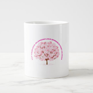 Blossom Serenity  Pink Floral Tree Art Giant Coffee Mug