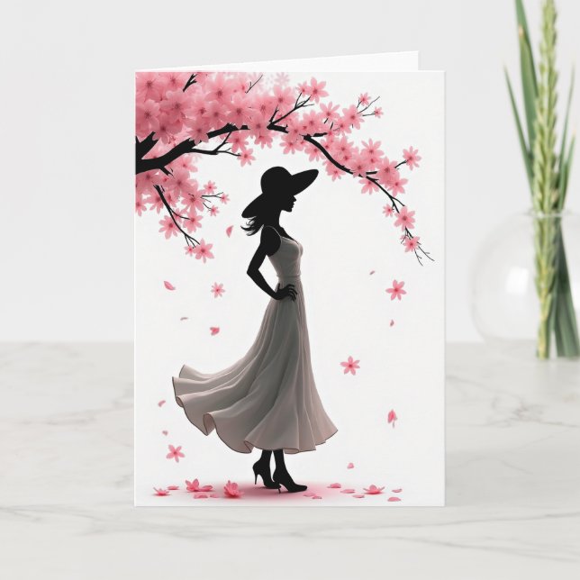 Blossom Silhouette Elegant Card (Front)